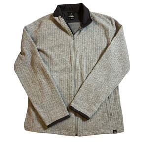 Prana Barclay Sweater Jacket Size Large Full Zip Gray Wool Blend Ribbed Cardigan